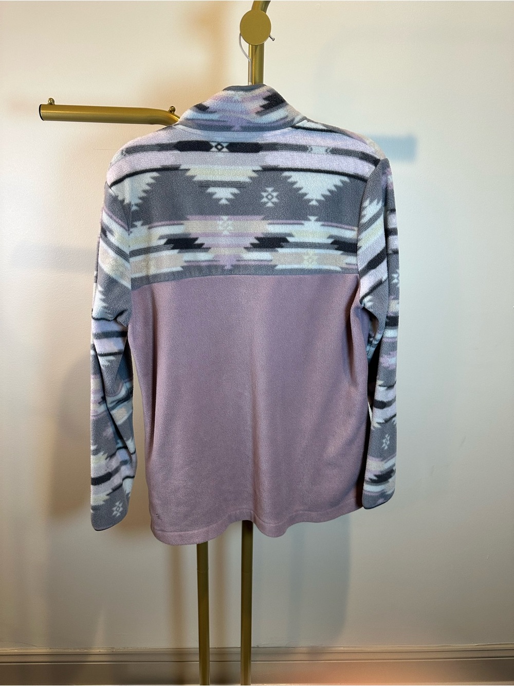 Simply Southern Sz L Pullover Fleece Snap-T in Dusty Pink & Gray - Picture 2 of 5